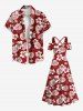 Plus Size Tropical Leaf Hibiscus Flowers Print Cold Shoulder Crisscross Hawaii Maxi Dress -  