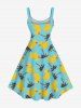 Plus Size Coconut Tree Ducks Print Hawaii Tank Dress -  