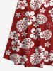 Plus Size Tropical Leaf Hibiscus Flowers Print Cold Shoulder Crisscross Hawaii Maxi Dress -  