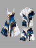 Plus Size Metallic Ocean Current Print Hawaii Beach Shorts For Men -  