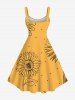 Plus Size Sunflowers Dots Print Hawaii Tank Dress -  