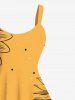 Plus Size Sunflowers Dots Print Hawaii Tank Dress -  