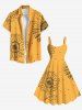 Plus Size Sunflowers Dots Print Hawaii Tank Dress -  