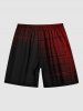Short de Plage Hawaïen à Imprimé Carreaux en Dégradé de Couleurs Grande-Taille pour Hommes - Rouge M