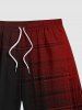 Short de Plage Hawaïen à Imprimé Carreaux en Dégradé de Couleurs Grande-Taille pour Hommes - Rouge M