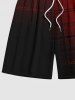 Short de Plage Hawaïen à Imprimé Carreaux en Dégradé de Couleurs Grande-Taille pour Hommes - Rouge L