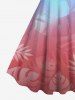 Robe Débardeur Hawaïen Ligne A Feuille Tropicale Ombrée Imprimée de Grande Taille - Rouge M