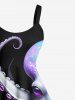 Plus Size Glitter Octopus Tropical Leaves Print Hawaii A Line Tank Dress -  