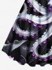Plus Size Glitter Octopus Tropical Leaves Print Hawaii A Line Tank Dress -  