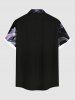 Chemise Grande Taille Imprimée Poulpe Tropicale à Boutons à Poche pour Homme - Noir 2XL