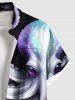 Plus Size Glitter Octopus Tropical Leaves Print Hawaii Button Pocket Shirt For Men -  