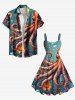 Plus Size Octopus Floral Bubble Print Hawaii Ombre A Line Tank Dress -  