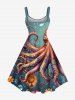 Plus Size Octopus Floral Bubble Print Hawaii Ombre A Line Tank Dress -  