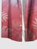 Plus Size Tropical Leaves Ombre Print Hawaii Button Pocket Shirt For Men -  