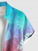 Plus Size Tropical Leaves Ombre Print Hawaii Button Pocket Shirt For Men -  