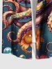 Plus Size Octopus Flower Bubble Print Hawaii Ombre Button Pocket Shirt For Men -  