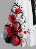 Plus Size Ombre Tie Dye Floral Branch Print Hawaii Button A Line Tank Dress with Removable Belt -  