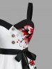 Robe Décontractée Ligne A Boutonnée Teintée Ombrée Grande Taille avec Bouton - Blanc 5X