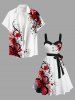 Robe Décontractée Ligne A Boutonnée Teintée Ombrée Grande Taille avec Bouton - Blanc 5X