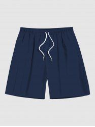 Short de Plage en Couleur Unie de Grande Taille à Cordon avec Poches pour Homme - Bleu profond 4XL