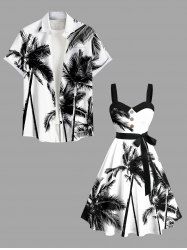 Coconut Tree Print Plus Size Matching Hawaii Beach Outfit For Couples -  