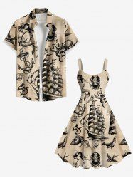 Ship Mermaid Octopus Anchor Cruise Print Plus Size Matching Beach Outfit For Couples -  