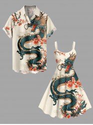 Tenue Costume Grande Taille Imprimé Dragon Floral - café lumière 