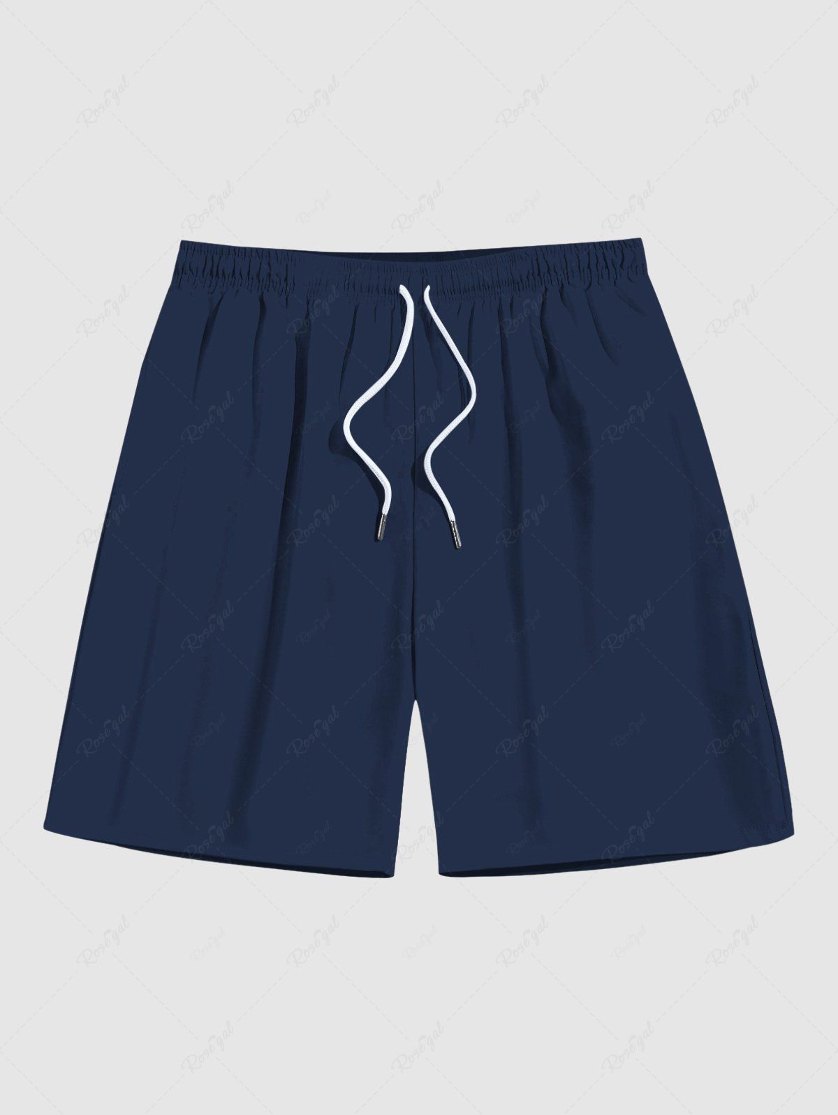 Trendy Plus Size Solid Color Drawstring Pockets Beach Shorts For Men  