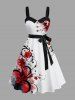 Ombre Tie Dye Floral Branch Print Plus Size Valentine Matching Beach Outfit For Couples -  