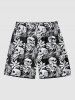 Skulls Tropical Leaf Print Plus Size Matching Hawaii Beach Outfit For Couples -  
