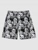 Skulls Tropical Leaf Print Plus Size Matching Hawaii Beach Outfit For Couples -  