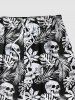 Skulls Tropical Leaf Print Plus Size Matching Hawaii Beach Outfit For Couples -  