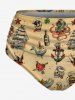 Plus Size Octopus Bottle Sailboat Print Lace Up Panel Hawaii Tankini Swimsuit -  