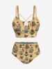 Maillot de Bain Tankini Noué Panneau en Pieuvre de Voilier Imprimé de Grande Taille - café lumière 6X