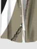 Plus Size Coconut Tree Colorblock Print Buttons Pocket Hawaii Shirt For Men -  