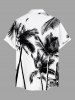 Plus Size Coconut Tree Print Buttons Pocket Hawaii Shirt For Men -  