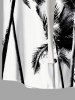 Plus Size Coconut Tree Print Buttons Pocket Hawaii Shirt For Men -  