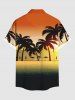 Plus Size Coconut Tree Ombre Sea Print Buttons Pocket Hawaii Shirt For Men -  
