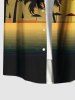 Plus Size Coconut Tree Ombre Sea Print Buttons Pocket Hawaii Shirt For Men -  