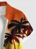 Plus Size Coconut Tree Ombre Sea Print Buttons Pocket Hawaii Shirt For Men -  