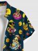 Chemise D'Été avec Boutons et Poche Frontale à Imprimé Etoiles de Mer Grande-Taille pour Hommes - Bleu de Minuit 3XL