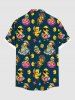 Plus Size Ducks Swimming Ring Starfish Sun Print Buttons Pocket Hawaii Shirt For Men -  