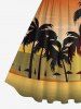Plus Size Coconut Tree Ombre Sea Print 1950s Vintage Hawaii Dress -  