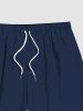Plus Size Solid Color Drawstring Pockets Beach Shorts For Men -  