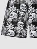 Short de Plage Hawaiien Imprimé Feuilles Tropicales Grande Taille pour Homme - Noir 8XL