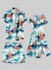 Plus Size Flower Ombre Sea Waves Print Hawaii Drawstring Beach Shorts For Men -  