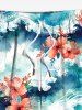Plus Size Flower Ombre Sea Waves Print Hawaii Drawstring Beach Shorts For Men -  