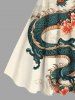 Plus Size Floral Branch Dragon Print A Line Tank Dress -  