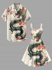 Plus Size Floral Branch Dragon Print A Line Tank Dress -  