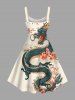 Plus Size Floral Branch Dragon Print A Line Tank Dress -  